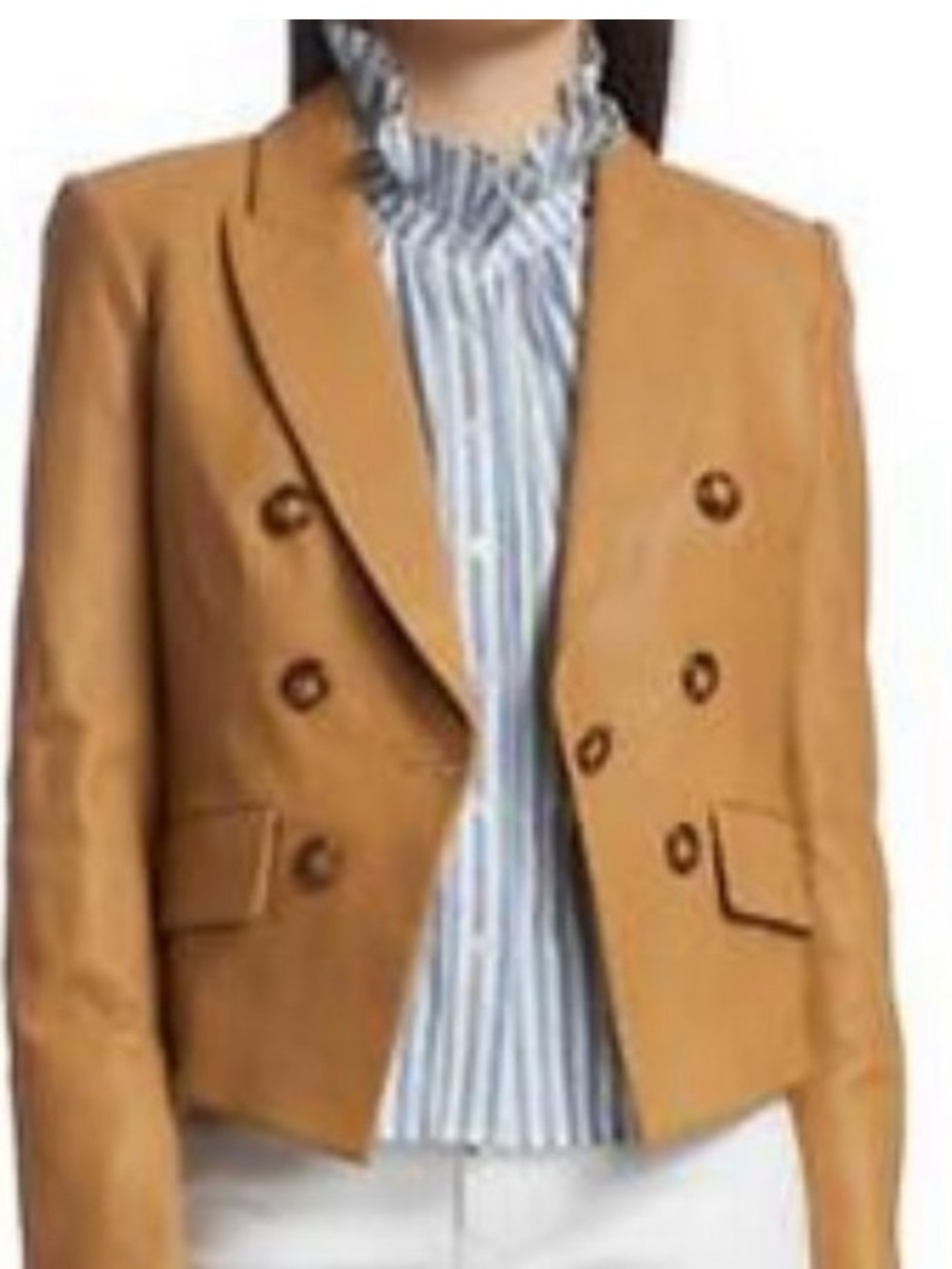 $248 Veronica Beard Idara Dickey jacket insert blue white stripe seersucker 0-14